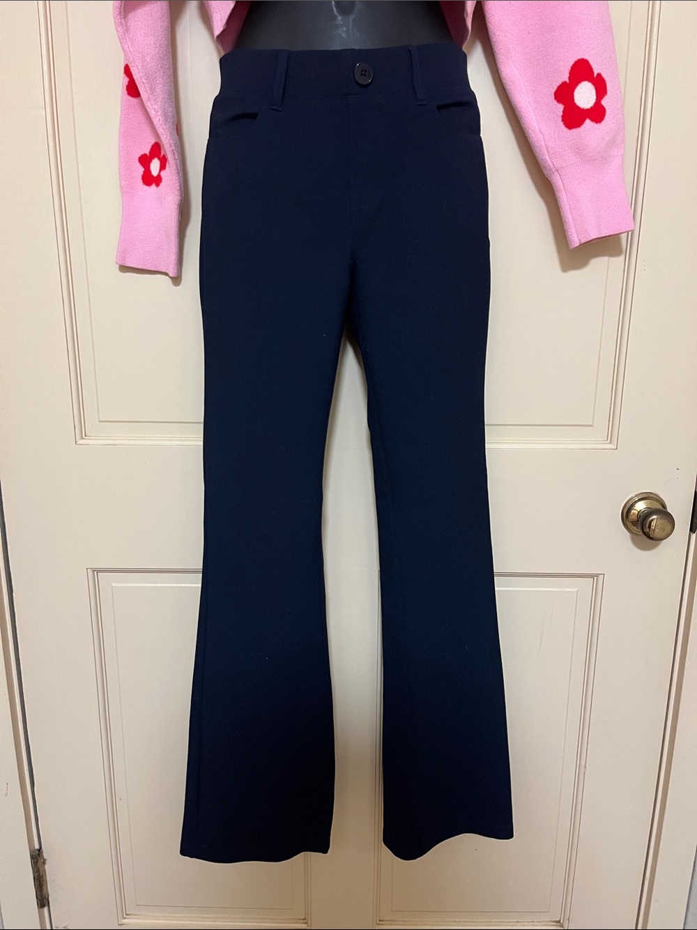 Navy Flared Dress Pants